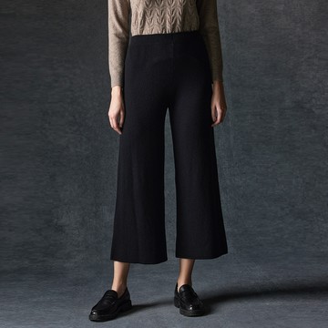 喀什米爾寬版口袋羊絨長褲(2色)