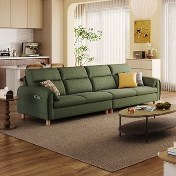 林氏木業北歐簡約綿綿四人布沙發3.1MBS183摩爾綠-(H014403611)