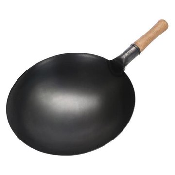 木柄無涂層老式鐵鍋熟鐵炒鍋不粘鍋飯店用廚師鐵炒勺家用炒鍋43