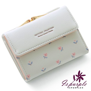 【iSPurple】愛的鬱金香＊三折皮革零錢短夾/2色可選