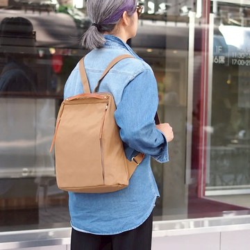 Baggy Port ｜日本手作 帆布X皮革休閒手提/後背包 - 米色