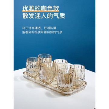 水杯玻璃杯家用茶杯簡約清新高級牛奶杯泡茶杯早餐杯托盤套裝杯子