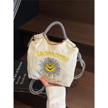 日系新款ballchain太陽卡通刺繡迷你包環保袋女可愛休閑斜挎小包