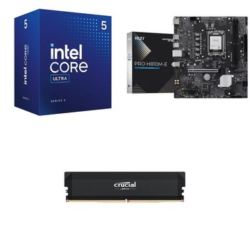 Intel 〈鈔省價〉Core U5 225F+微星 PRO H810M-E D5 MATX主機板+美光 16G 記憶體