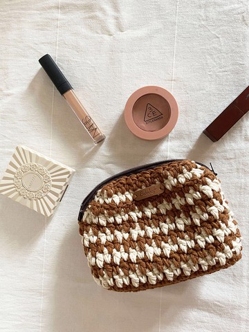 千鳥格化妝包 收納包 bahnhof手作