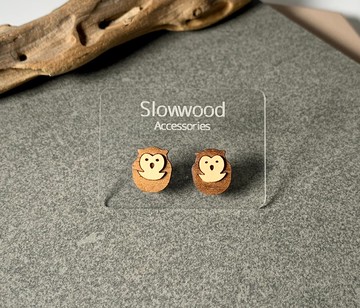 【猫頭鷹】木製動物系列耳環