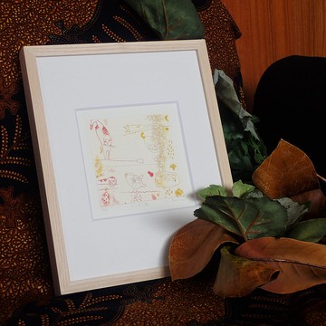 銅版畫【風起雲湧】裱框乾皮印刷