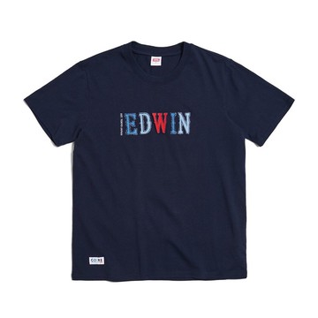 EDWIN 再生系列 CORE 英文字母印花短袖T恤-男款 (丈青色) #上衣