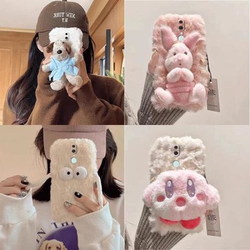 適用oppoa9手機殼PACM10毛絨秋冬爆款小眾毛茸茸全包邊ins風全包絨布潮女款潮流個性卡通可愛女款卡通可愛潮