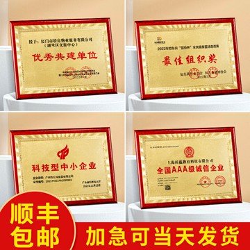 獎牌定制定做木托金箔榮譽牌木質牌匾授權牌銅牌證書牌匾掛牌訂制