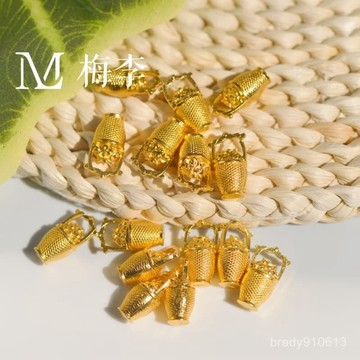 爆款👍臺灣出貨🙏🏻安福宮祈福開光🙏🏻沙金配件一桶金福字新中式國潮吊墜聚寶盆招財進寶裝飾品配件掛墜 0P9N