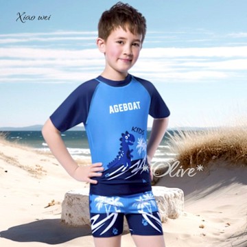 梅林品牌 流行男童單件短袖游泳上衣/水母衣 NO.M42228