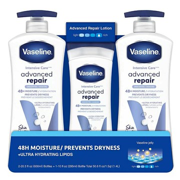 [COSCO代購6] VASELINE BODY LOTION 進口潤膚身體乳液三入600毫升X2 295毫升X1 _C864040