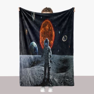 太空山脈風景系列 跨境法蘭絨毛毯3D印花沙發蓋毯 亞馬遜加厚蓋毯