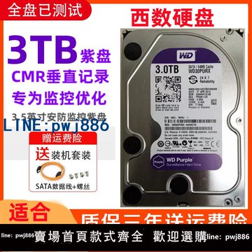 【台灣公司 可打統編】WD/西部數據WD30PURX/EJRX 3TB紫盤3T 3.5臺式監控錄像機硬盤穩定