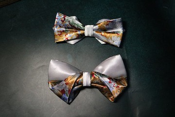 真丝拼接花卉领结蝴蝶结宴会派对百搭