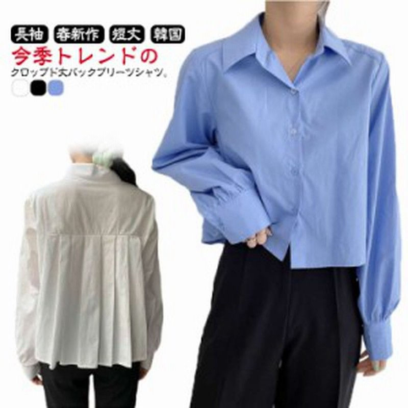 【週末お値下げ】クロップドバックプリーツ半袖シャツ セール】限定展開 クロップド丈 ポケット 半袖 Tシャツ（Tシャツ