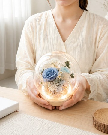 永生花玻璃罩小夜燈 不凋花桌面擺飾 生日入厝禮物