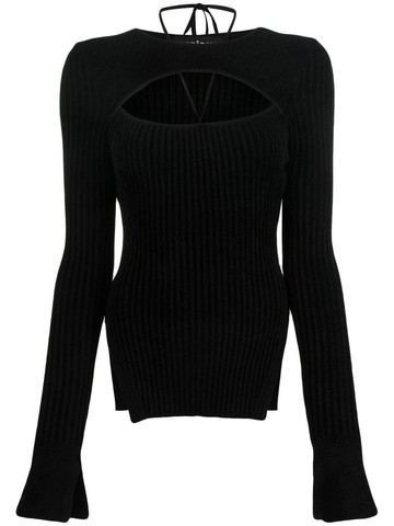 Andreadamo Ribbed Knit Velvet Top With Cut-Out