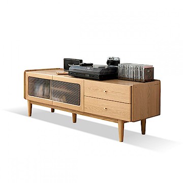 源氏木語貝里白蠟木原木色玻璃門雙抽1.5M電視櫃 Y154N01 (H014366363)