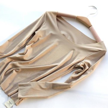 秋冬女式內衣打底秋衣 低領修身無痕保暖上裝 莫代爾無痕 秋衣 女