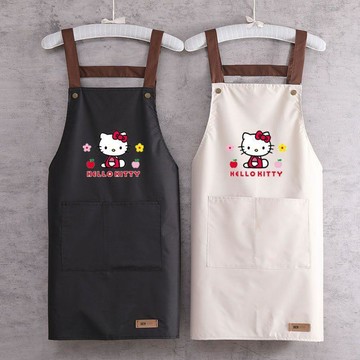 【臺灣🌸出貨】kitty貓圍裙時尚韓系圍裙防水防油可愛家用做飯圍腰奶茶店網紅🍂