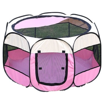 毛小孩星球 圓形摺疊寵物圍欄帳篷 貓狗適用 幼犬幼貓 產房玩具房 戶外旅行圍欄  S  粉色  1個