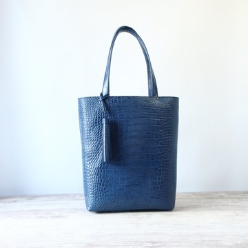 長型托特包・深藍色・訂製生產・亦可製作其他顏色