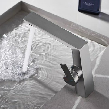 全銅槍灰冷熱面盆水龍頭拉絲金臺上盆浴室單孔玫瑰金龍頭洗手盆{鑫弘-工葉電器}可開發票