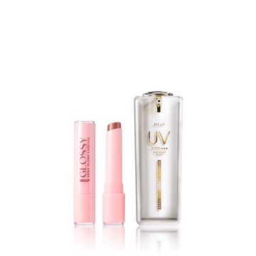 MKUP 美咖【新品上市】高水感玻璃嘟嘟唇膏＋頂級白珍珠UV素顏霜