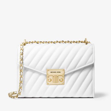 MICHAEL KORS 玫瑰中號絎縫單肩包-白-35T0GXOL2U