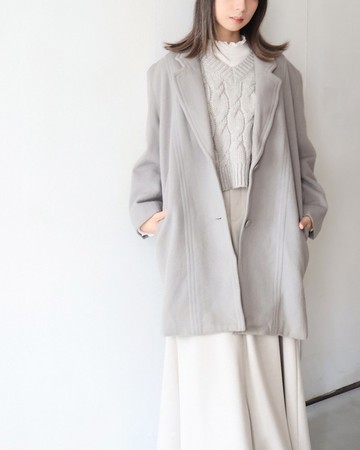 復古剪裁日本製灰色羊毛古著大衣外套