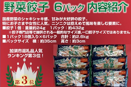 「冠生園」の冷凍野菜餃子　60個（10個入×6パック）