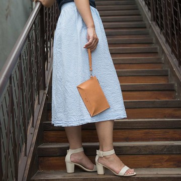 真皮手拿包 _原皮色