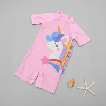 英國ins潮款兒童泳衣女童寶寶小馬泳衣 連體女嬰小童防曬沖浪服