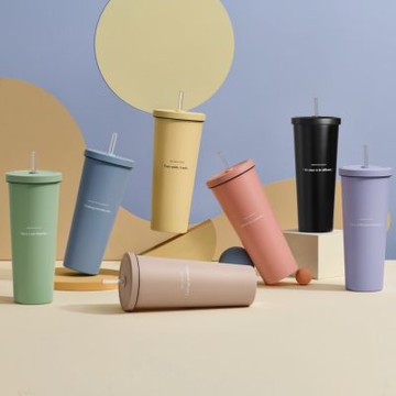 【Oolab 良杯製所】850ml 莫蘭迪系列 二代不鏽鋼吸管杯