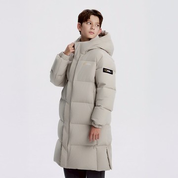 【鵝絨】 童裝 CAYMAN 長版 羽絨外套 - 米色