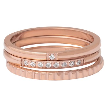 MARIGOLD 美爾朵 心動的預言刻花點鑽3件組 鈦鋼戒指  US 5  US 6  US 7  玫瑰金