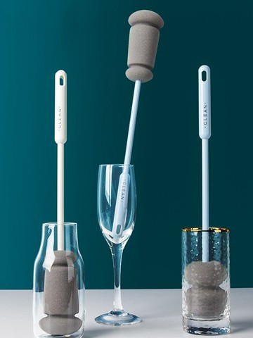 海綿杯刷長柄圓柱無死角縫隙家用酒杯清洗毛刷寶寶奶嘴加長清潔刷