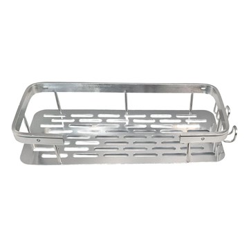 太空鋁浴室收納架  無痕貼片  防潮耐腐蝕  四方 帶鉤帶桿  銀色  1個