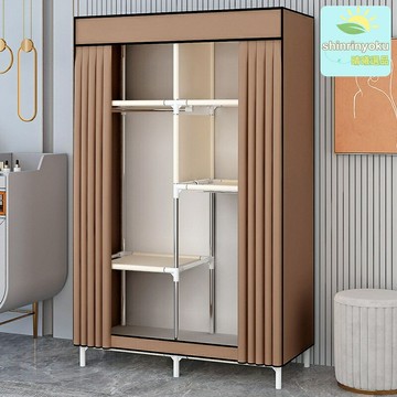 【防塵速裝】簡易衣櫃 布衣櫃 鋼架衣櫃 出租房衣櫃 宿舍衣櫃 單人小號 加厚鋼管 多層收納 租房宿舍首選