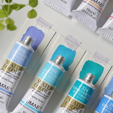 台灣UMAE奧馬 籃紫色系-馬卡龍水彩15ml 單條