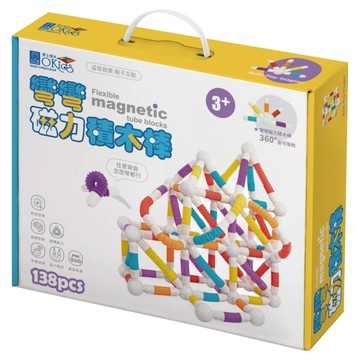OKids 博士積木 彎彎磁力積木棒 138PCS  1個  多色