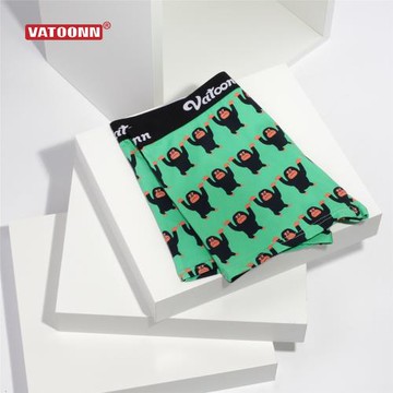 情侶內褲男平角褲女三角純棉透氣印花中腰青年大碼禮盒綠色大猩猩