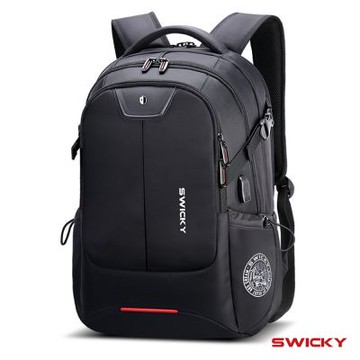 【SWICKY】人體工學防震電腦後背包(黑)