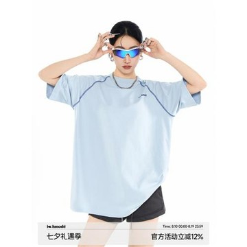 ICH MODE 哈蘇線戶外運動短袖T恤女夏季新款寬松半袖五分袖上衣
