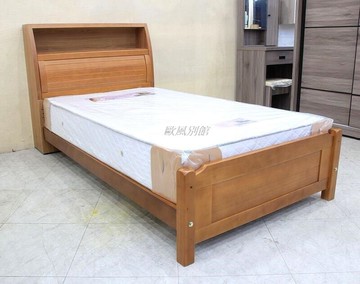 【歐風別館】奈洛比樟木色3.5尺單人半實木床架【基隆至台中免運費】