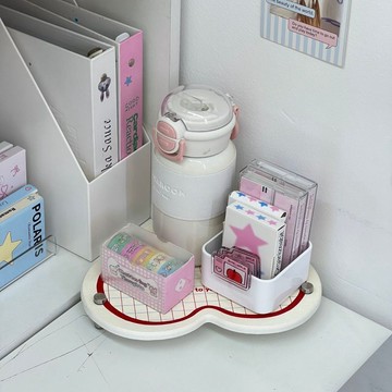 轉角置物架 角落用收納架愛心造型桌面置物架轉角小巧省空間瀝水杯架兼文具手賬增高收納架 手帳 桌面收納架 手帳文具
