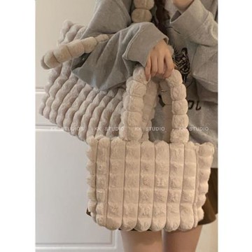 秋冬大容量包包女2023新款時尚毛絨手提包百搭毛毛包通勤托特包