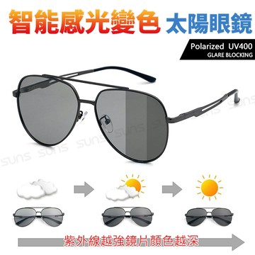 智能感光變色偏光墨鏡 時尚飛行員框 防藍光+抗UV 防眩光反光/偏光墨鏡/太陽眼鏡/駕駛墨鏡 S521